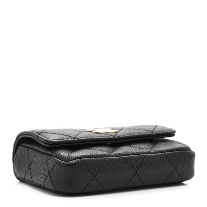 Chanel Caviar Quilted Mini Pearl On Top Coin Purse With Chain Black 4 of 11