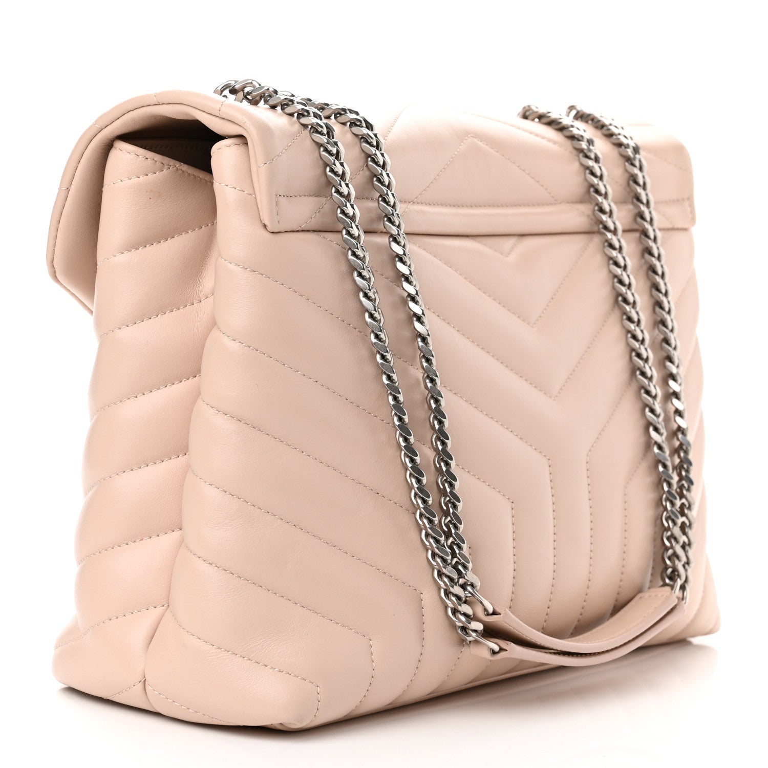 Saint Laurent Calfskin Y Quilted Monogram Medium Loulou Chain Satchel Rose Antic 3 of 13