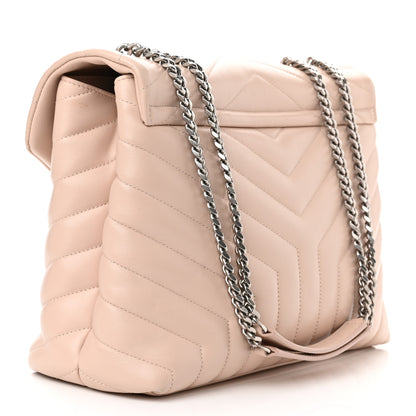 Saint Laurent Calfskin Y Quilted Monogram Medium Loulou Chain Satchel Rose Antic 3 of 13
