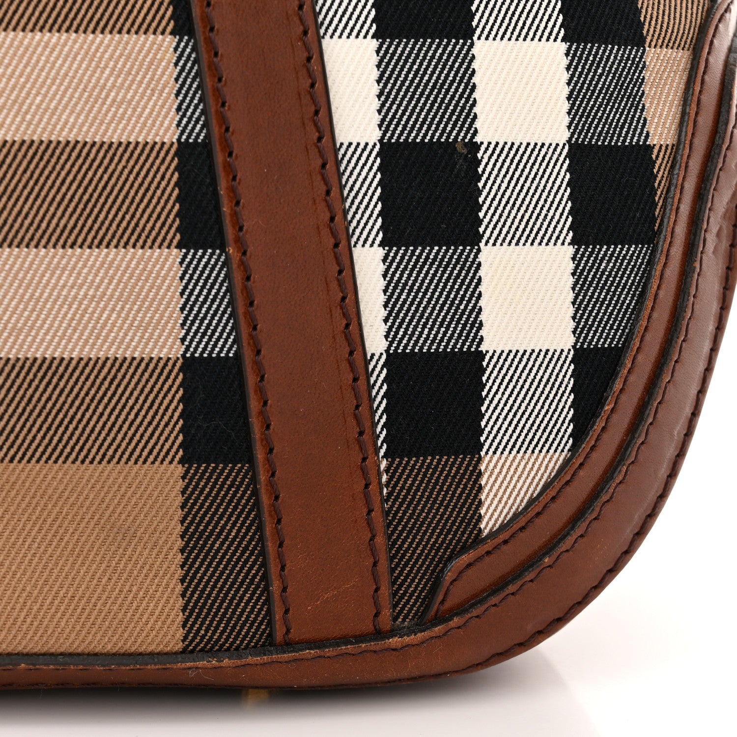 Burberry Bridle Calfskin House Check Small Orchard Bowling Bag Dark Tan 16 of 20