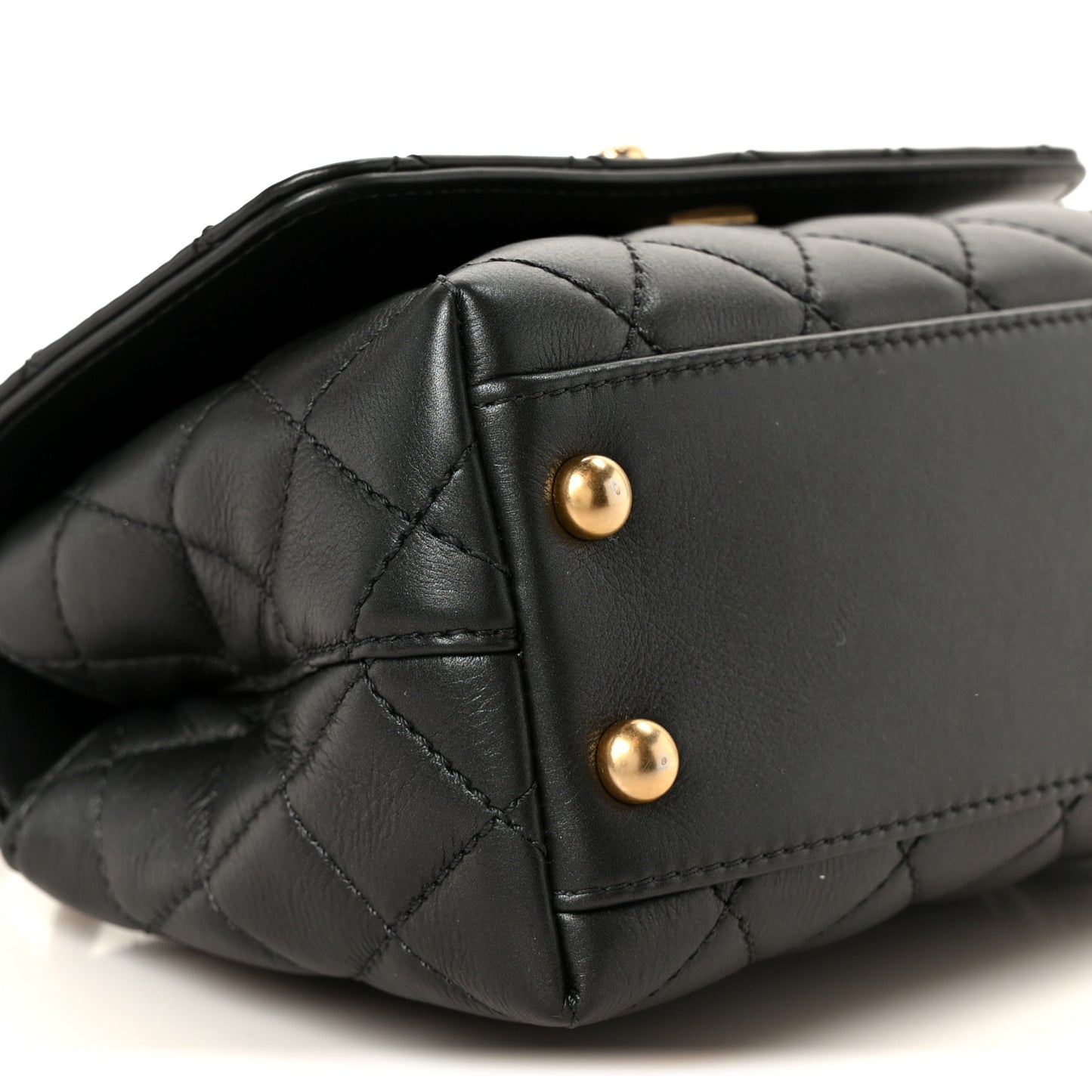Calfskin Strass Quilted Extra Mini Coco Handle Flap Dark Grey