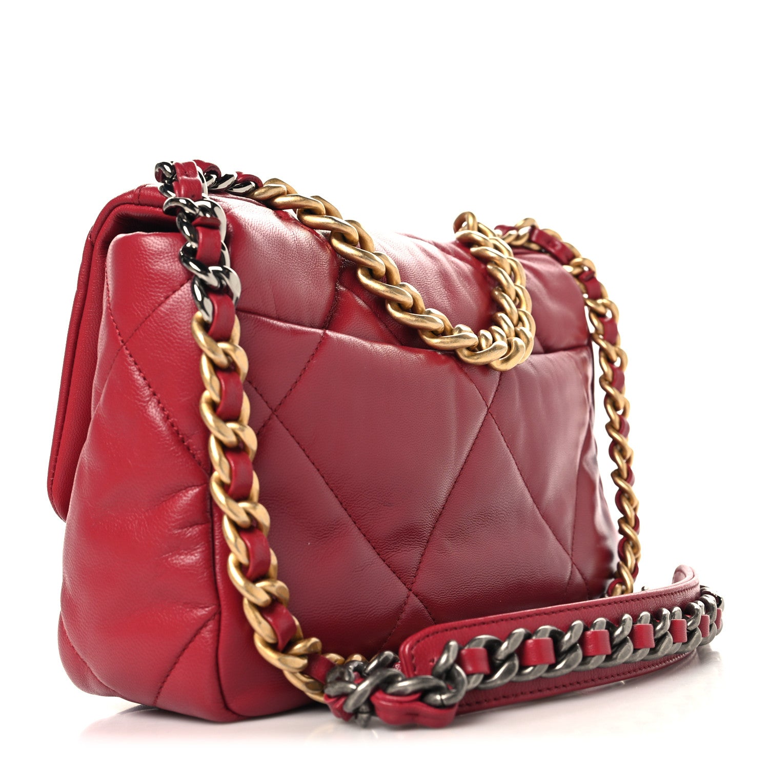 Chanel Lambskin Quilted Medium Chanel 19 Flap Red 3 of 10