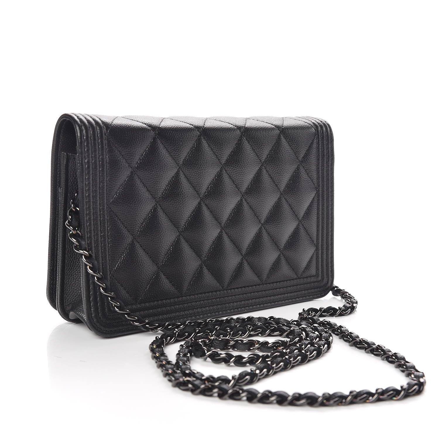 Chanel Caviar Quilted Boy Wallet On Chain WOC So Black 3 of 11