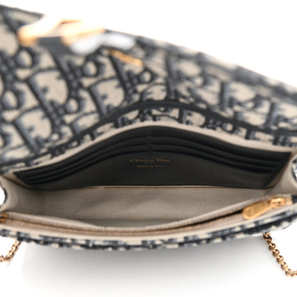 Christian Dior Oblique Saddle Chain Pouch Blue 5 of 12