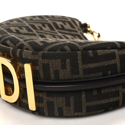 Fendi Fabric Jacquard Vitello Grace FF 1974 Mini Fendigraphy Hobo Bag Tobacco Moro Ebano 10 of 11