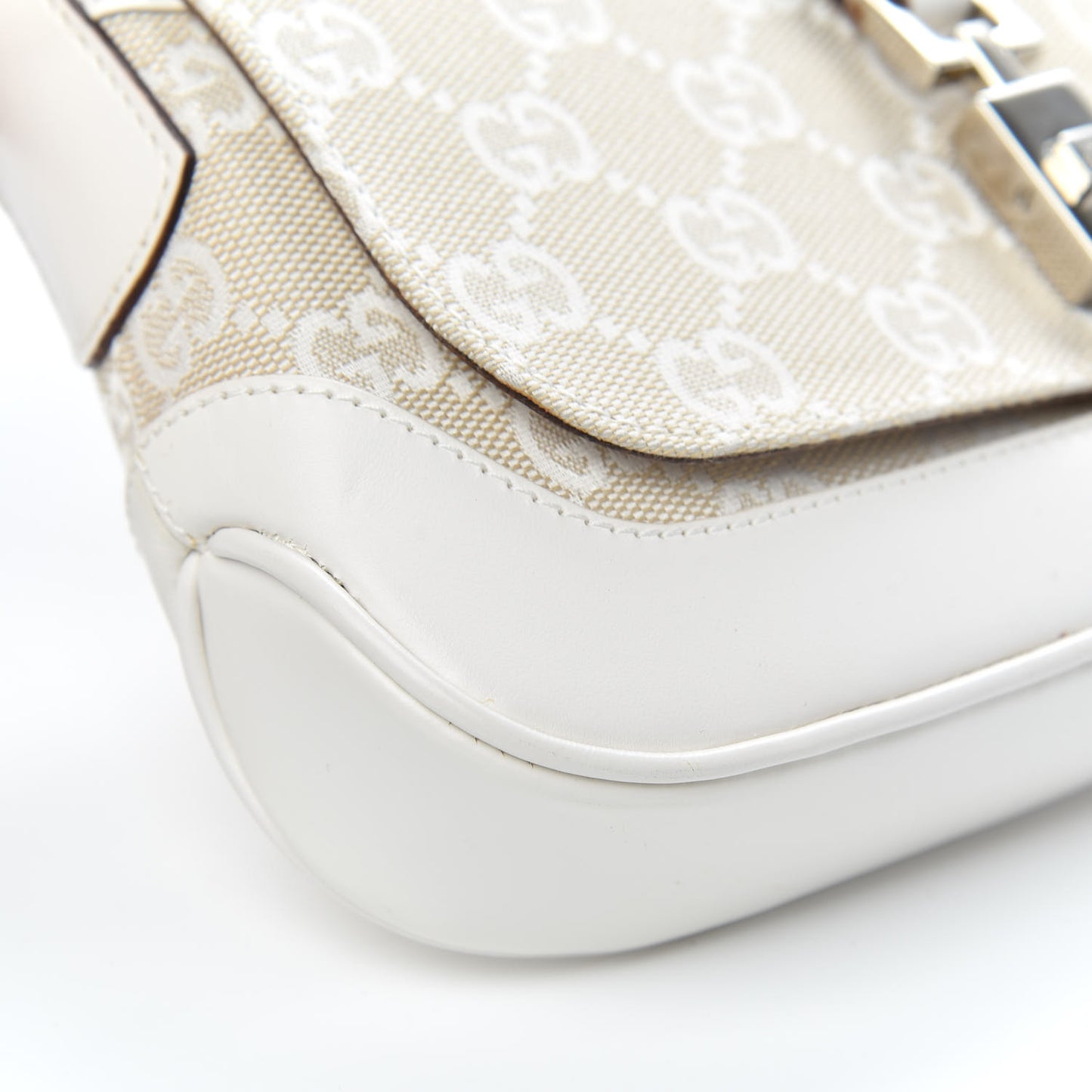 Monogram Small Jackie O Flap Hobo White