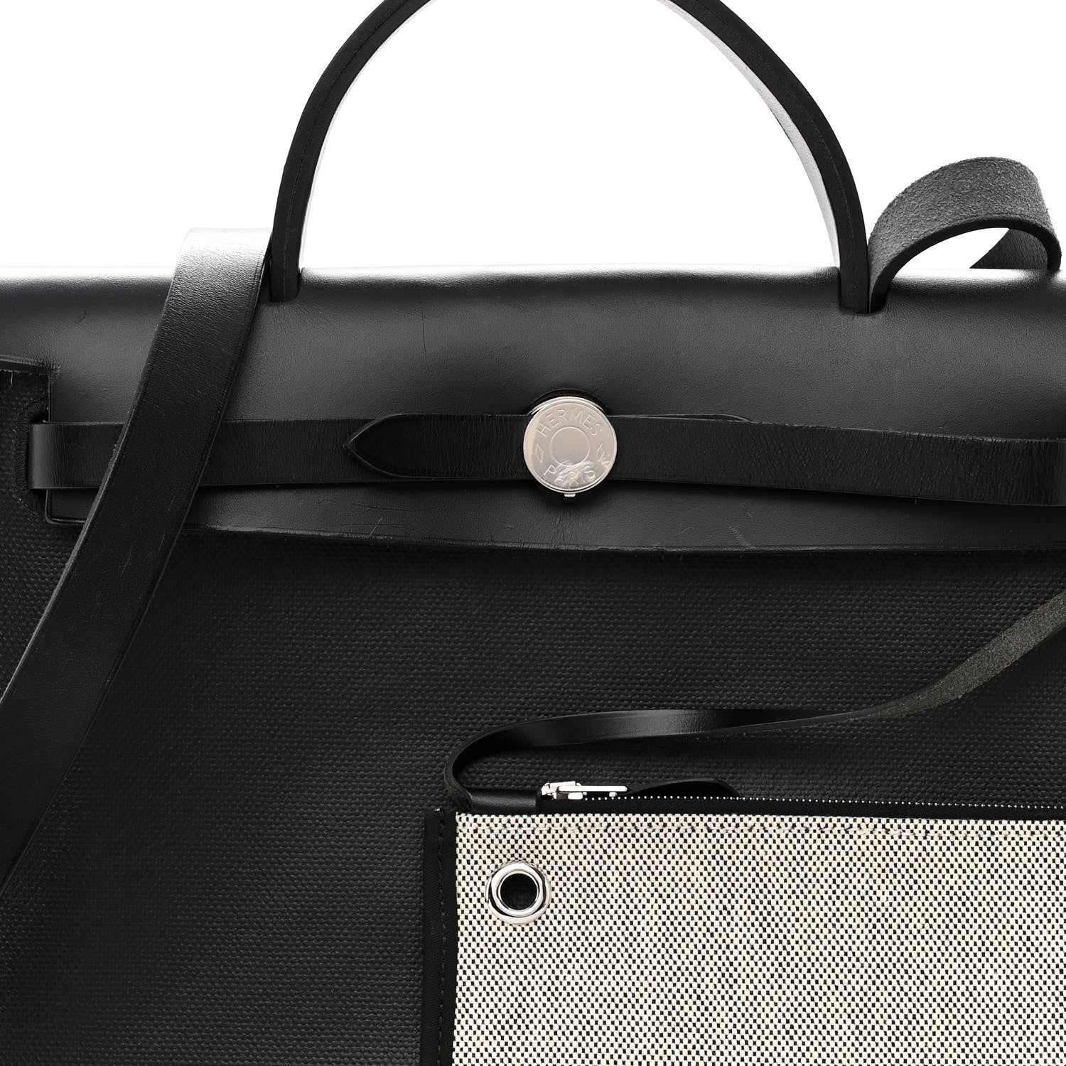 Hermes Toile H Berline Vache Hunter Herbag Zip PM 31 Black Ecru 7 of 9