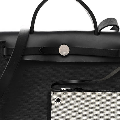 Hermes Toile H Berline Vache Hunter Herbag Zip PM 31 Black Ecru 7 of 9