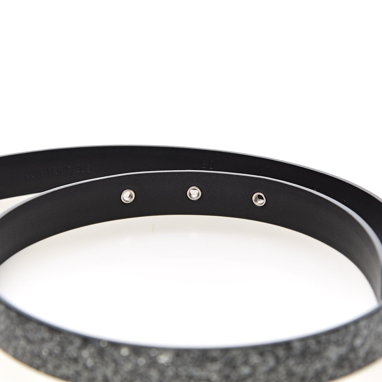 Chanel Glitter Calfskin CC Logo Skinny Belt 80 32 Charcoal 7 of 8