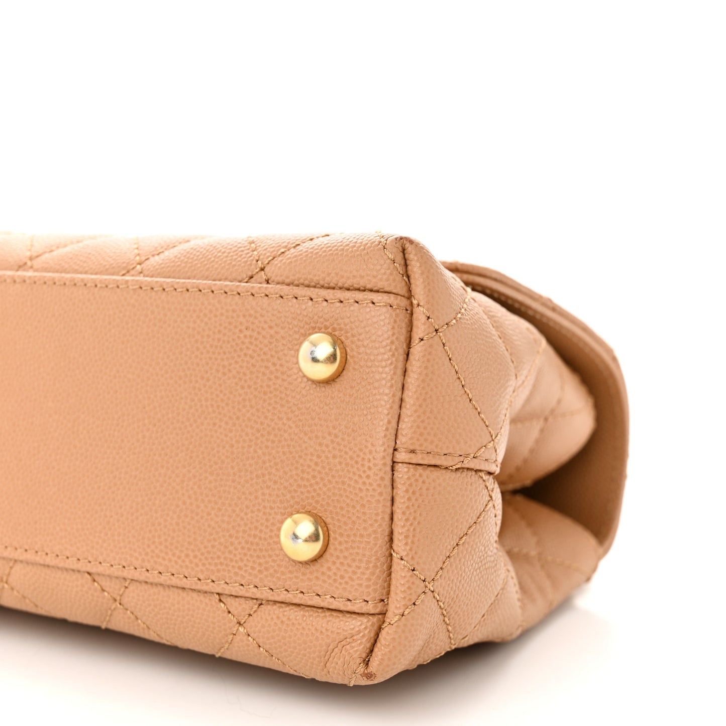 Caviar Quilted Mini Coco Chain Handle Flap Dark Beige