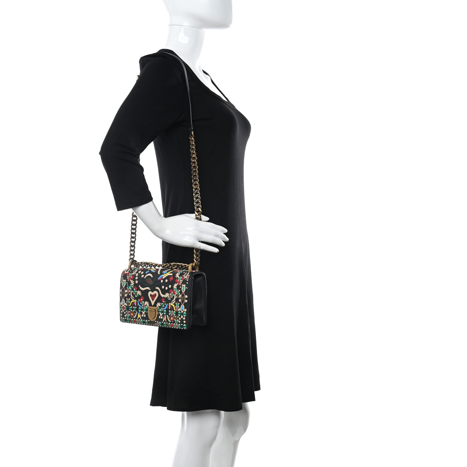 Christian Dior Calfskin Embroidered Diorama Flap Bag Multicolor 2 of 7