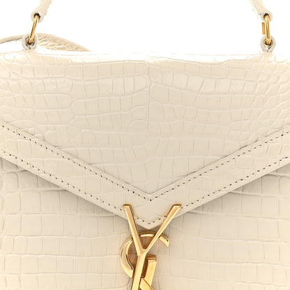 Saint Laurent Crocodile Embossed Mini Classic Monogram Cassandra Top Handle Crema Soft 7 of 15