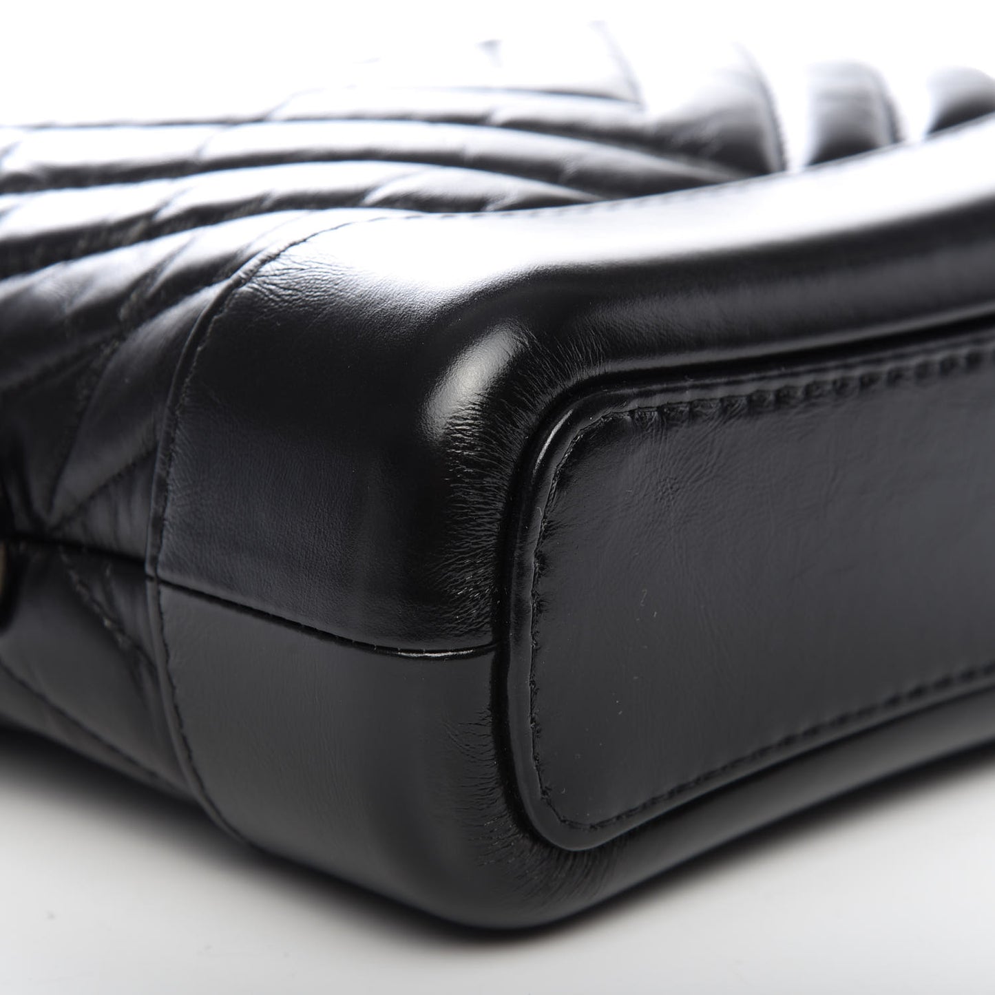 Aged Calfskin Chevron Quilted Small Gabrielle Hobo So Black