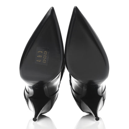 Saint Laurent Calfskin Kiki Pointed Toe Bow Ankle Boots 36 Black 5 of 10