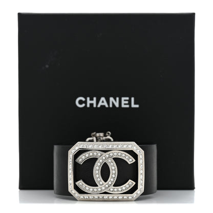 Chanel Calfskin Crystal CC Cuff Bracelet M Black 7 of 7