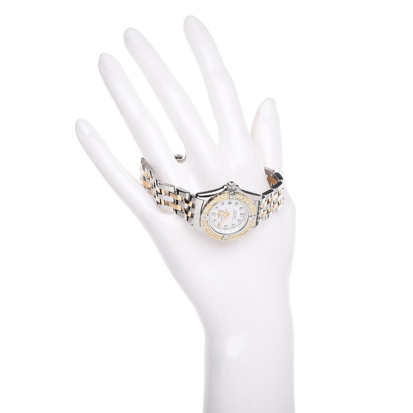 Stainless Steel 18K Yellow Gold Diamond Mother of Pearl 29mm Callistino Acie Quartz Watch D72345