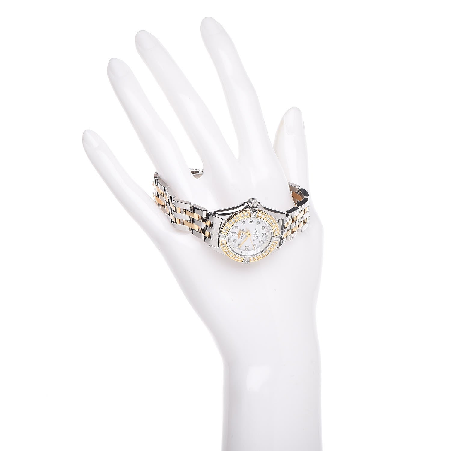 Breitling Stainless Steel 18K Yellow Gold Diamond Mother of Pearl 29mm Callistino Acie Quartz Watch D72345 2 of 7