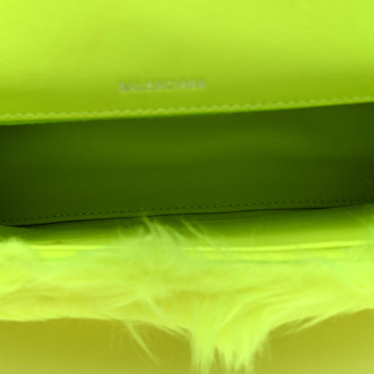 Balenciaga Faux Fur Medium Fluffy Hourglass Top Handle Bag Fluo Yellow 5 of 9