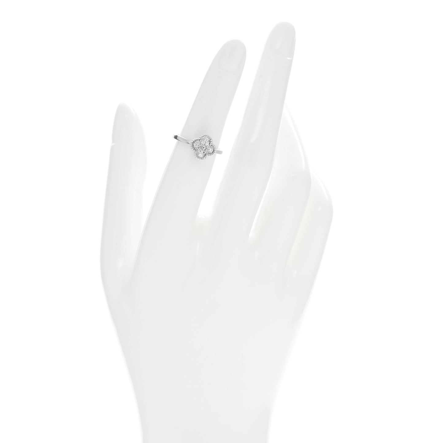 18K White Gold Diamond Sweet Alhambra Ring 50 5.25