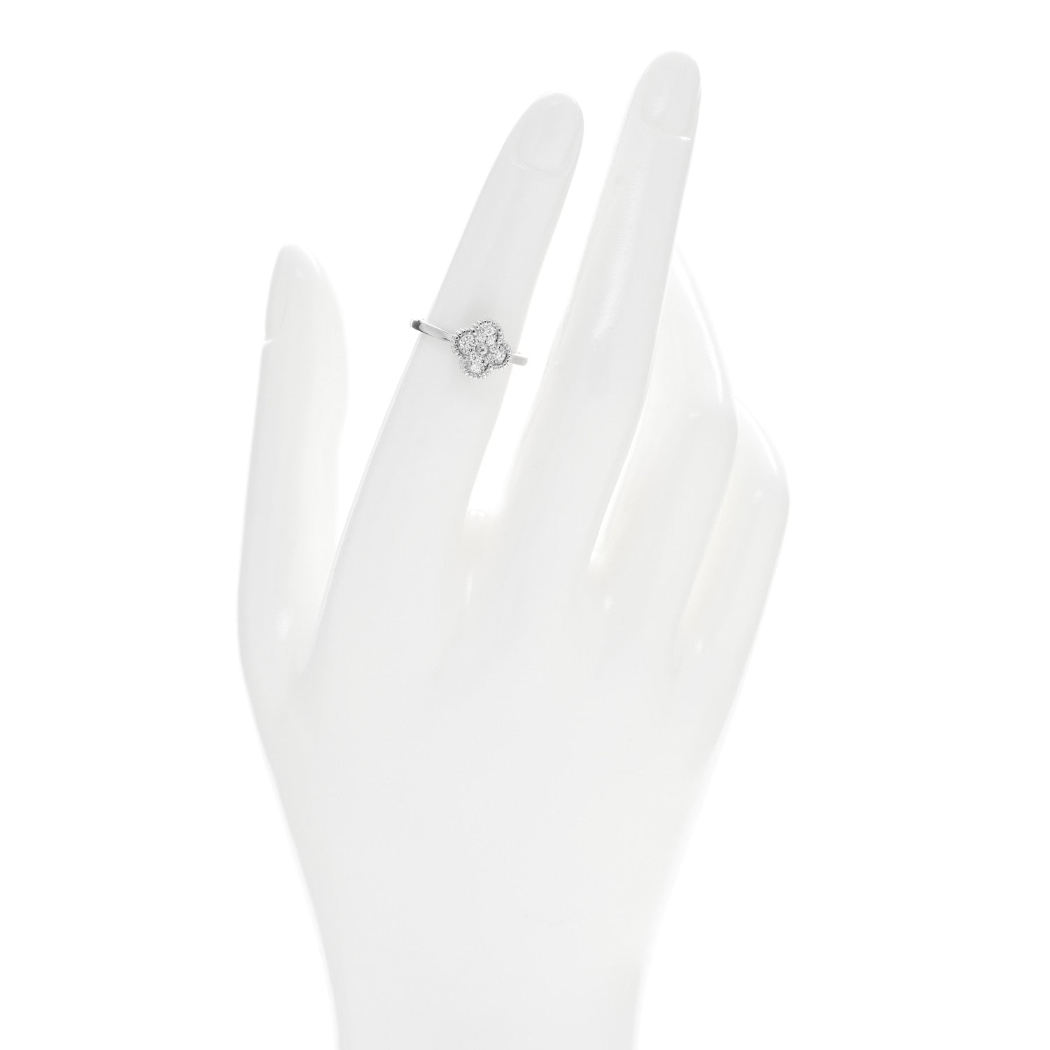 Van Cleef & Arpels 18K White Gold Diamond Sweet Alhambra Ring 50 5.25 2 of 5