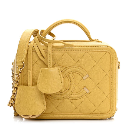 Chanel Caviar Quilted Small CC Filigree Vanity Case Yellow 1 of 11