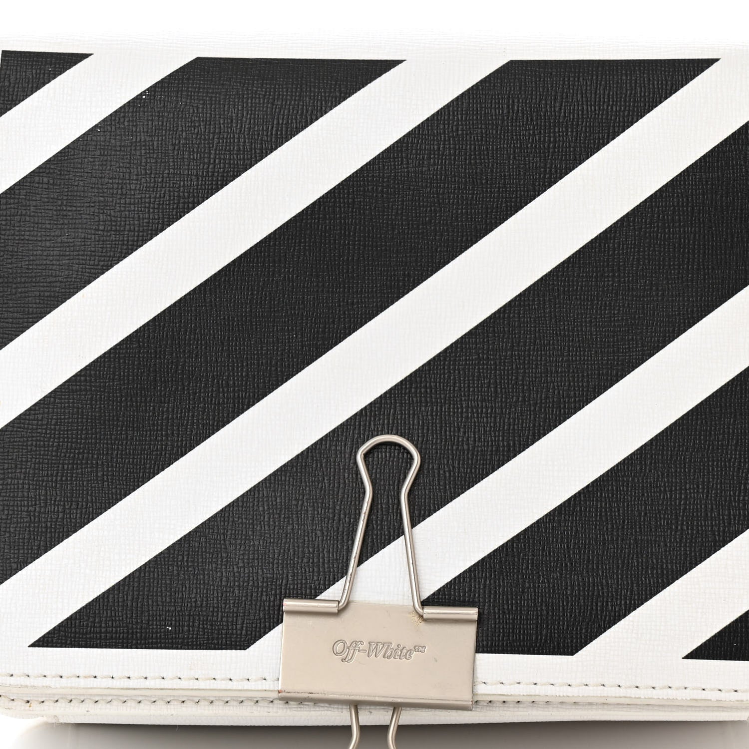 Off-White Saffiano Striped Mini Diag Binder Clip Bag White Black 7 of 17