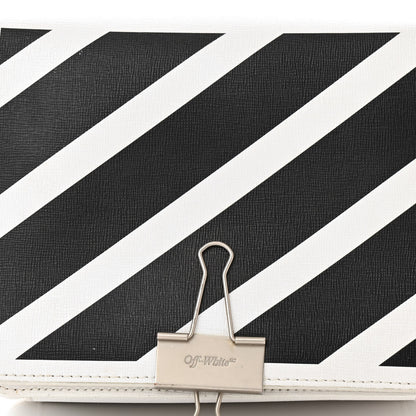 Off-White Saffiano Striped Mini Diag Binder Clip Bag White Black 7 of 17