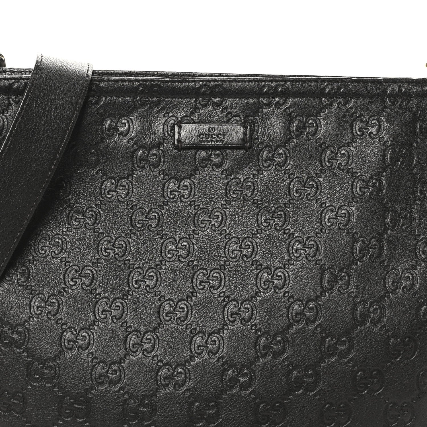 Gucci Guccissima Medium Flat Messenger Bag Black 8 of 10