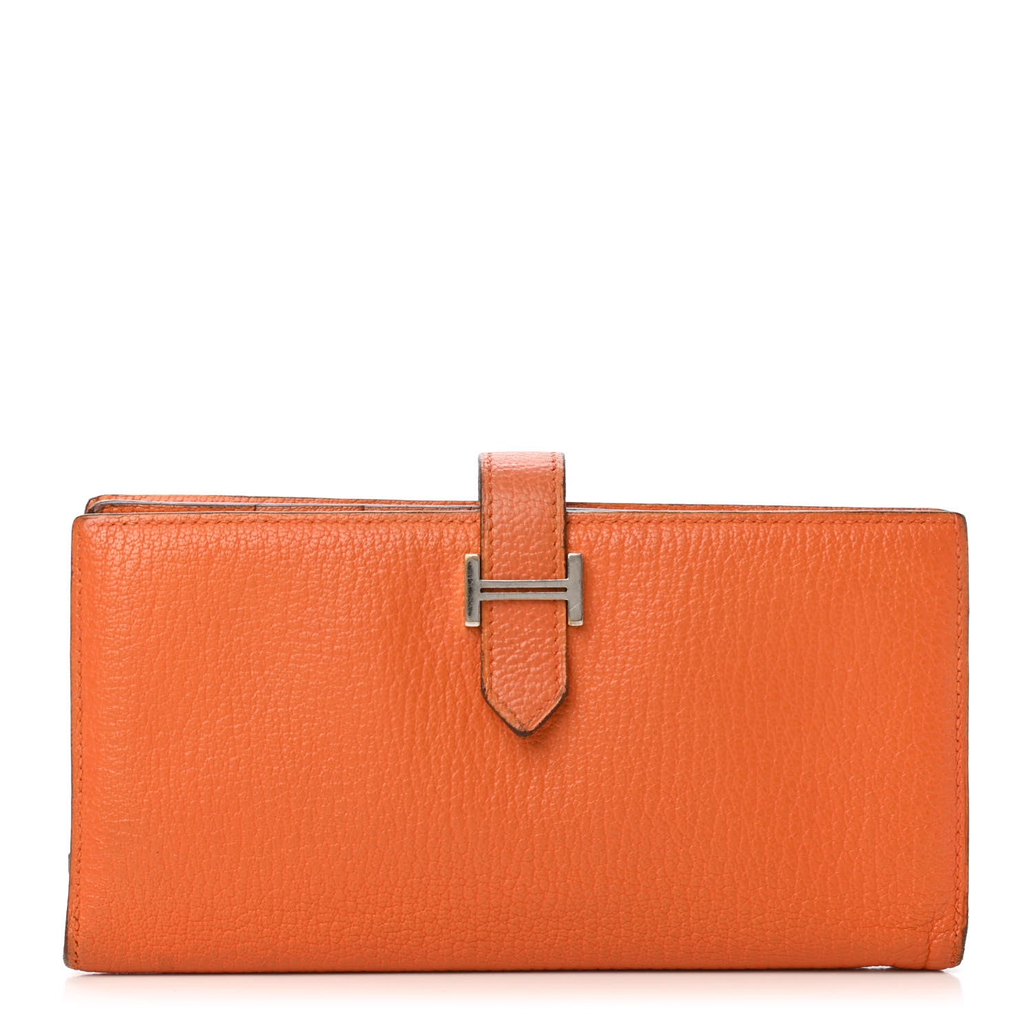 Hermes Chevre Mysore Bearn Gusset Wallet Orange 1 of 4