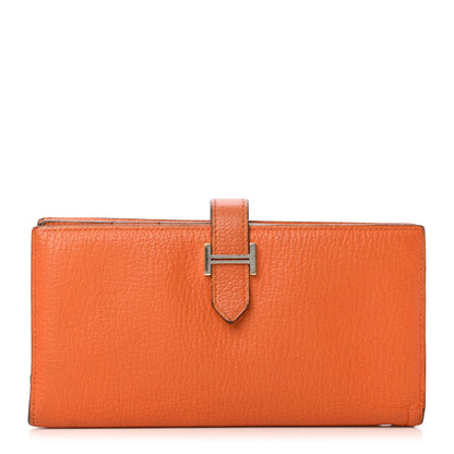 Hermes Chevre Mysore Bearn Gusset Wallet Orange 1 of 4