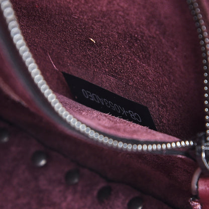 Valentino Garavani Pebbled Calfskin Medium Guitar Strap Rockstud Rolling Flap Saddle Bag Rubin 7 of 8