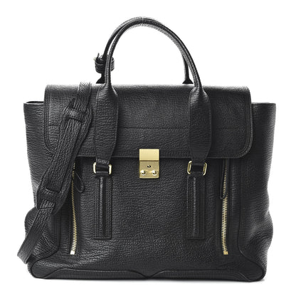 3.1 Phillip Lim 3.1 Textured Calfskin Large Pashli Satchel Black 1 of 9