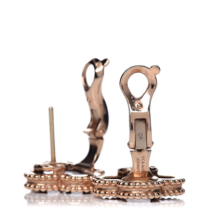 Van Cleef & Arpels 18K Rose Gold Letterwood Vintage Alhambra Earrings 4 of 5