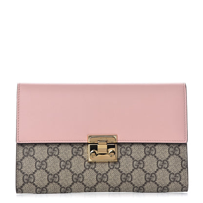 Gucci GG Supreme Monogram Calfskin Padlock Clutch Beige Perfect Pink 1 of 9
