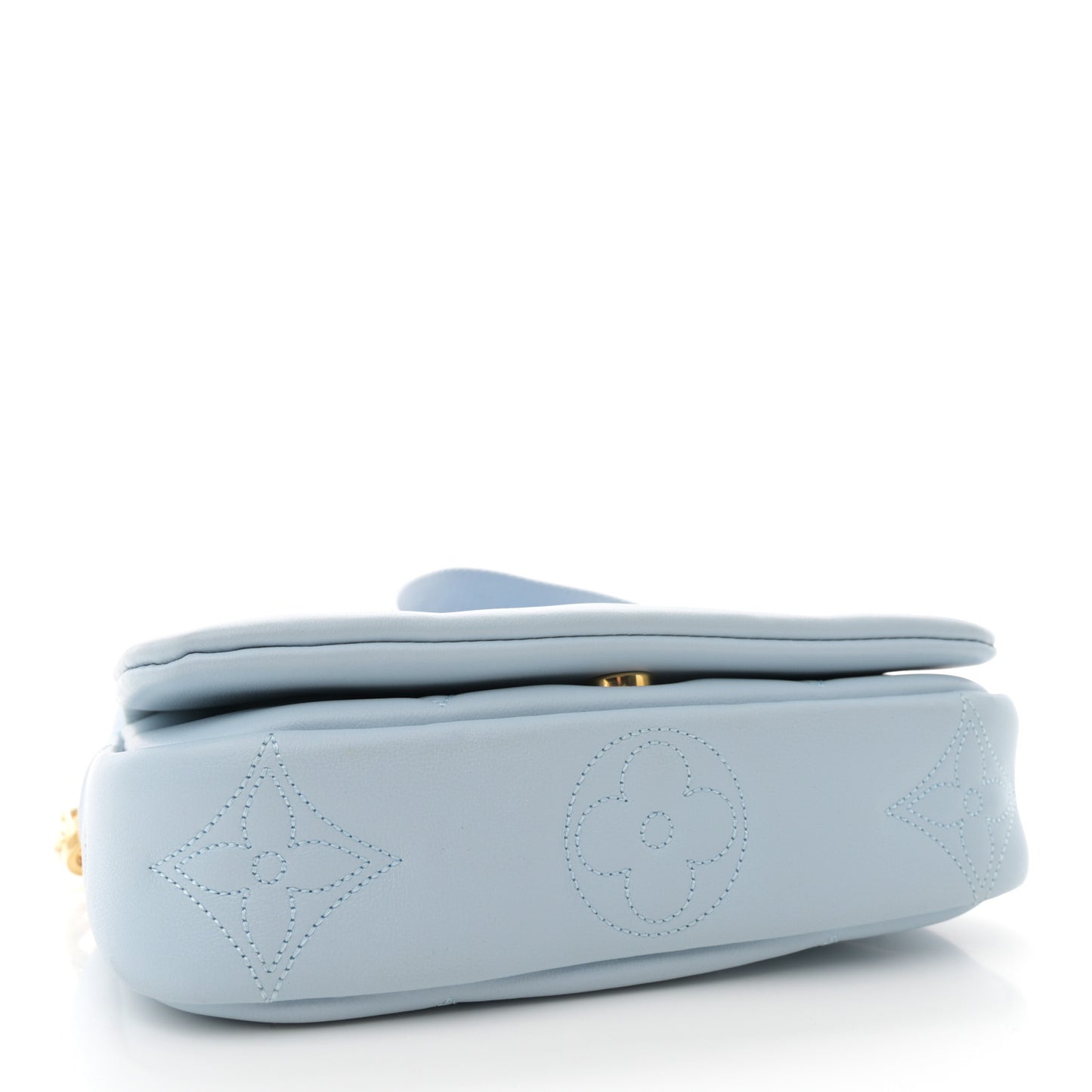 Calfskin Bubblegram Wallet On Strap Ice Blue