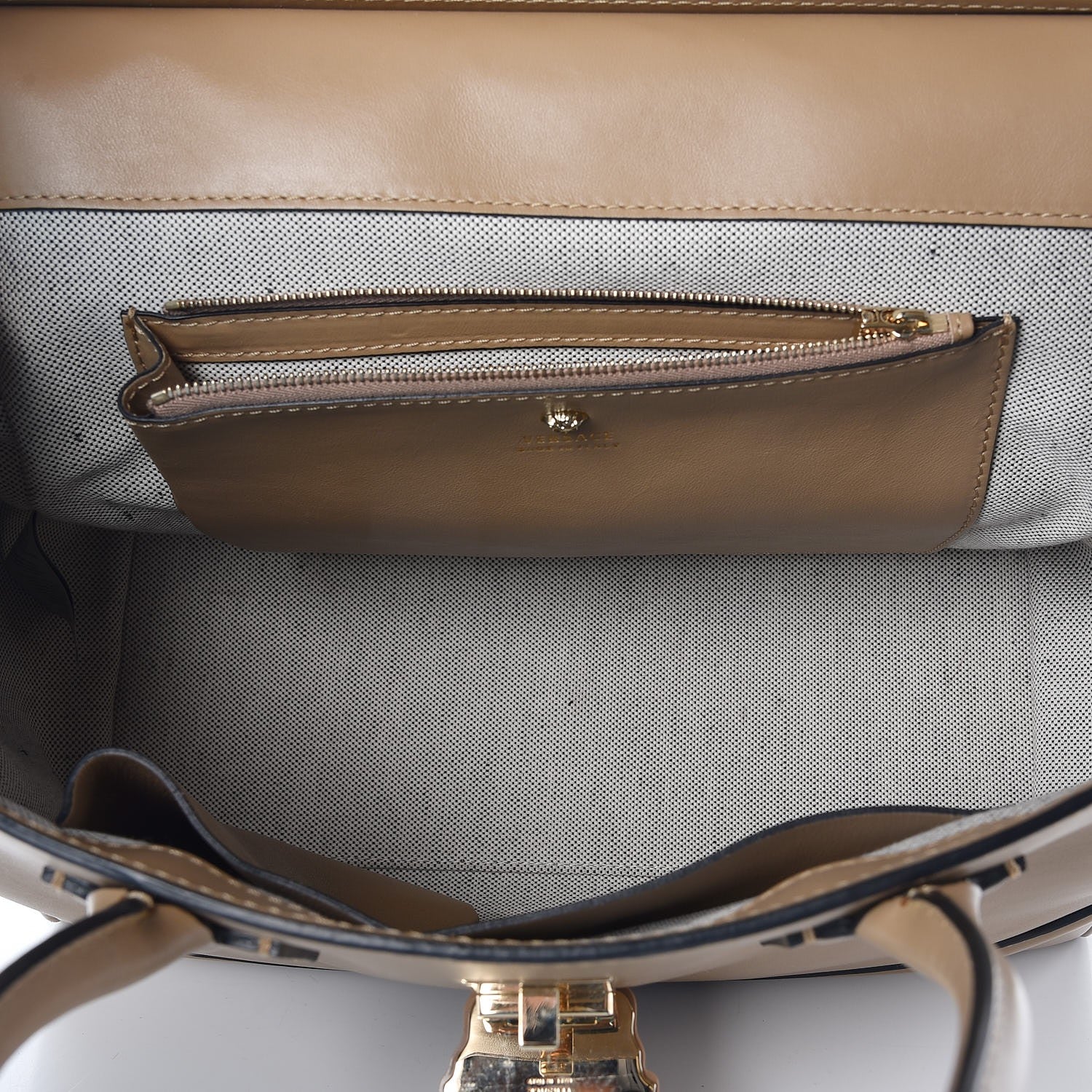Versace Calfskin Large Palazzo Empire Bag Beige 5 of 7