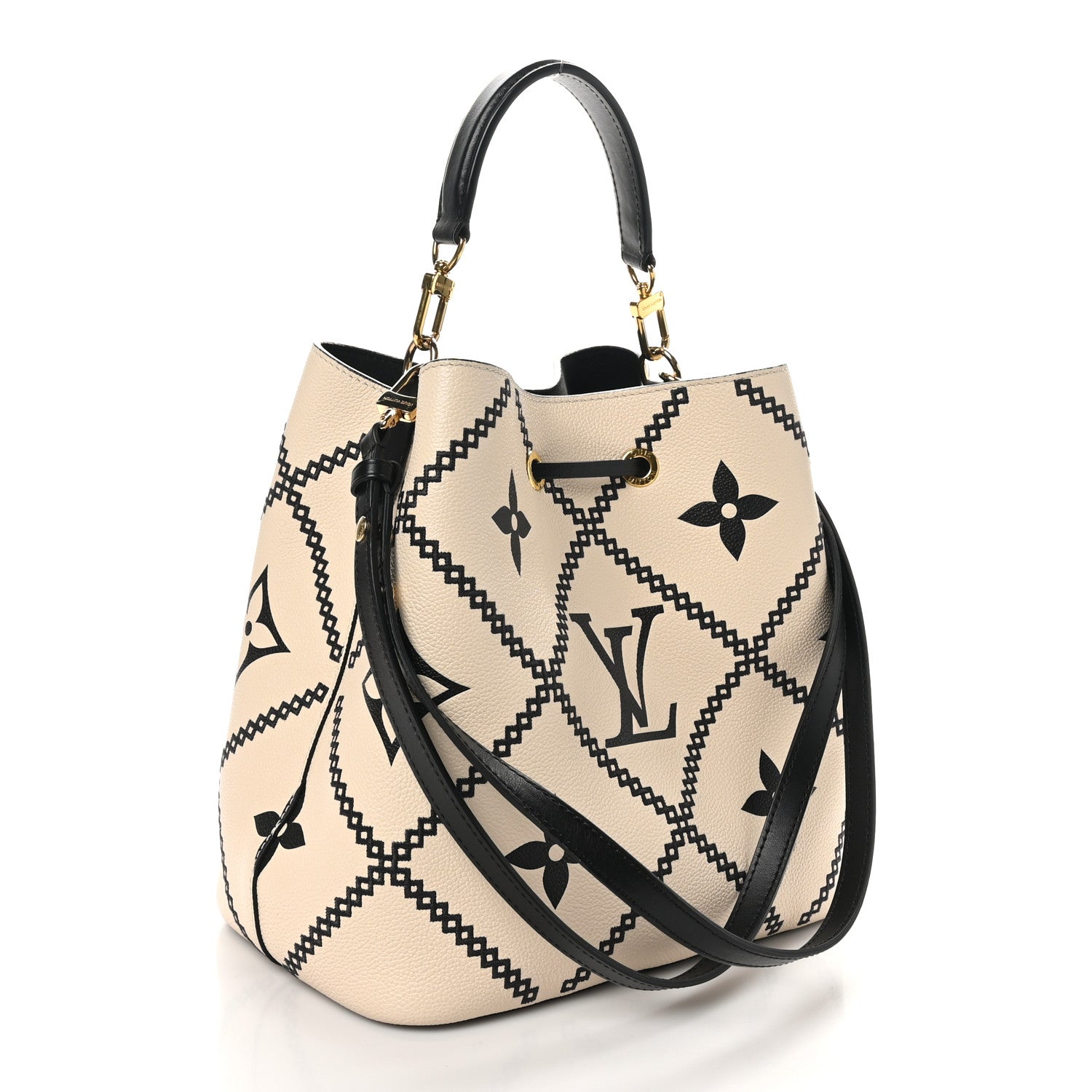 Louis Vuitton Empreinte Monogram Giant Broderies Neonoe MM Cream Black 4 of 10