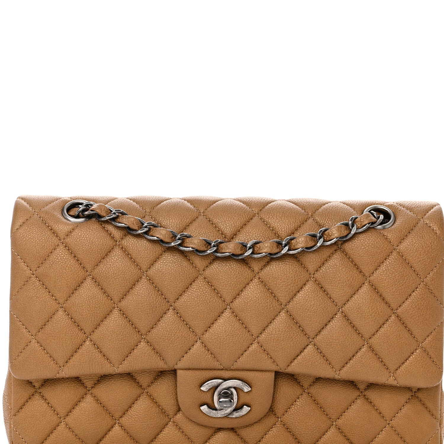 Chanel Metallic Calfskin Quilted Medium Double Flap Dark Gold 8 of 12