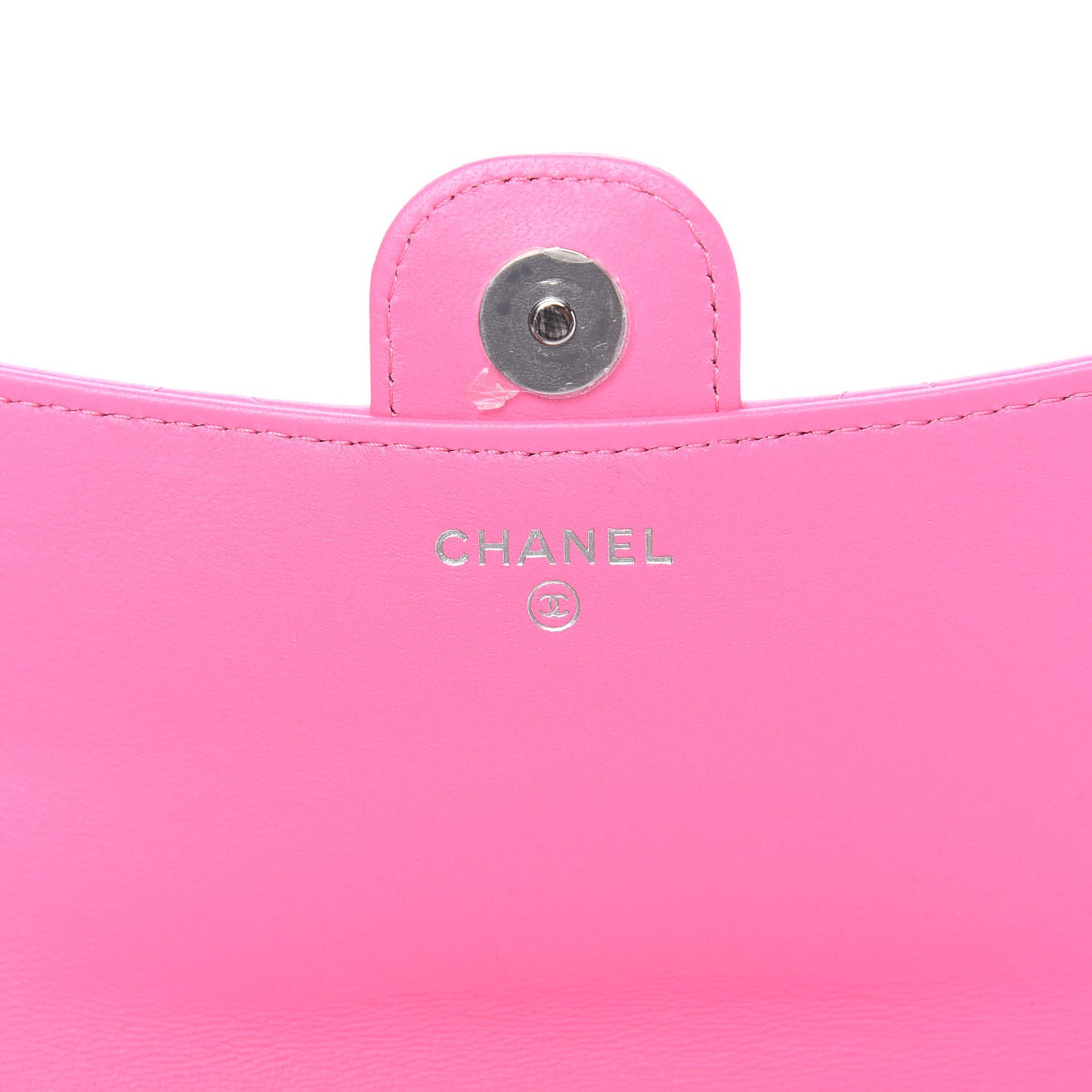 Lambskin Quilted Flap Phone Holder With Chain Neon Pink