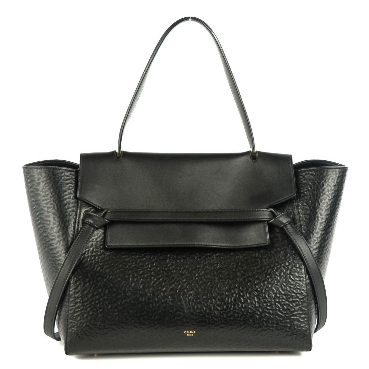 Calfskin Astrakhan Embossed Small Belt Bag Black