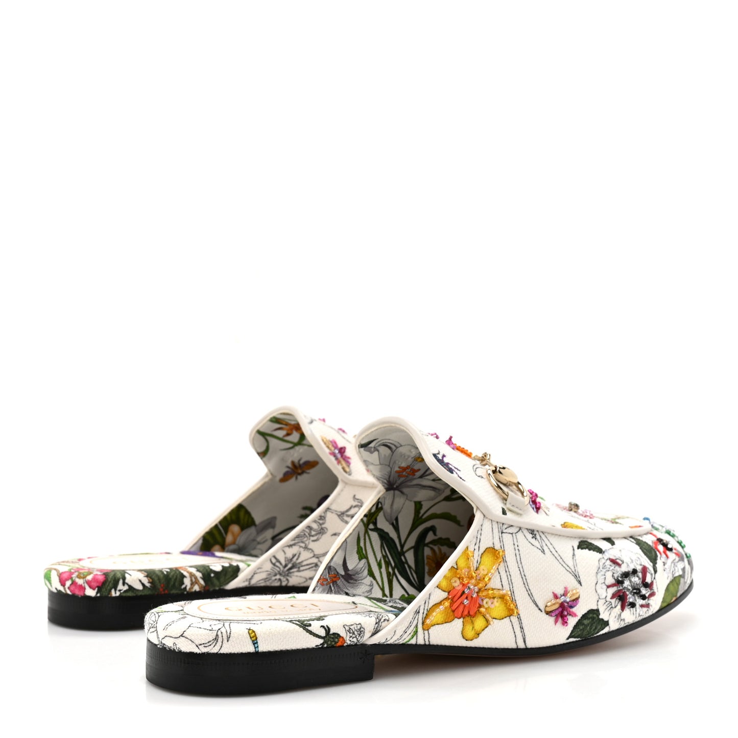 Canvas Flora Womens Princetown Slippers 36.5  White Multicolor