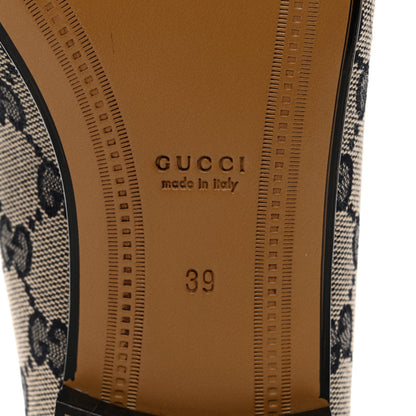 Gucci Monogram Malaga Kid Horsebit Womens Jordaan Loafers 39 Beige Blue 8 of 8