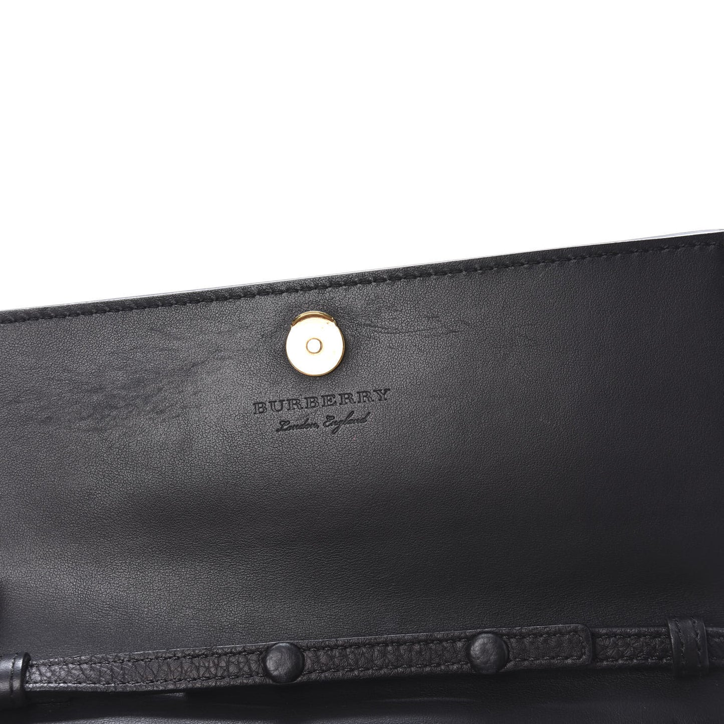 Calfskin Logo Embossed Chain Wallet Black