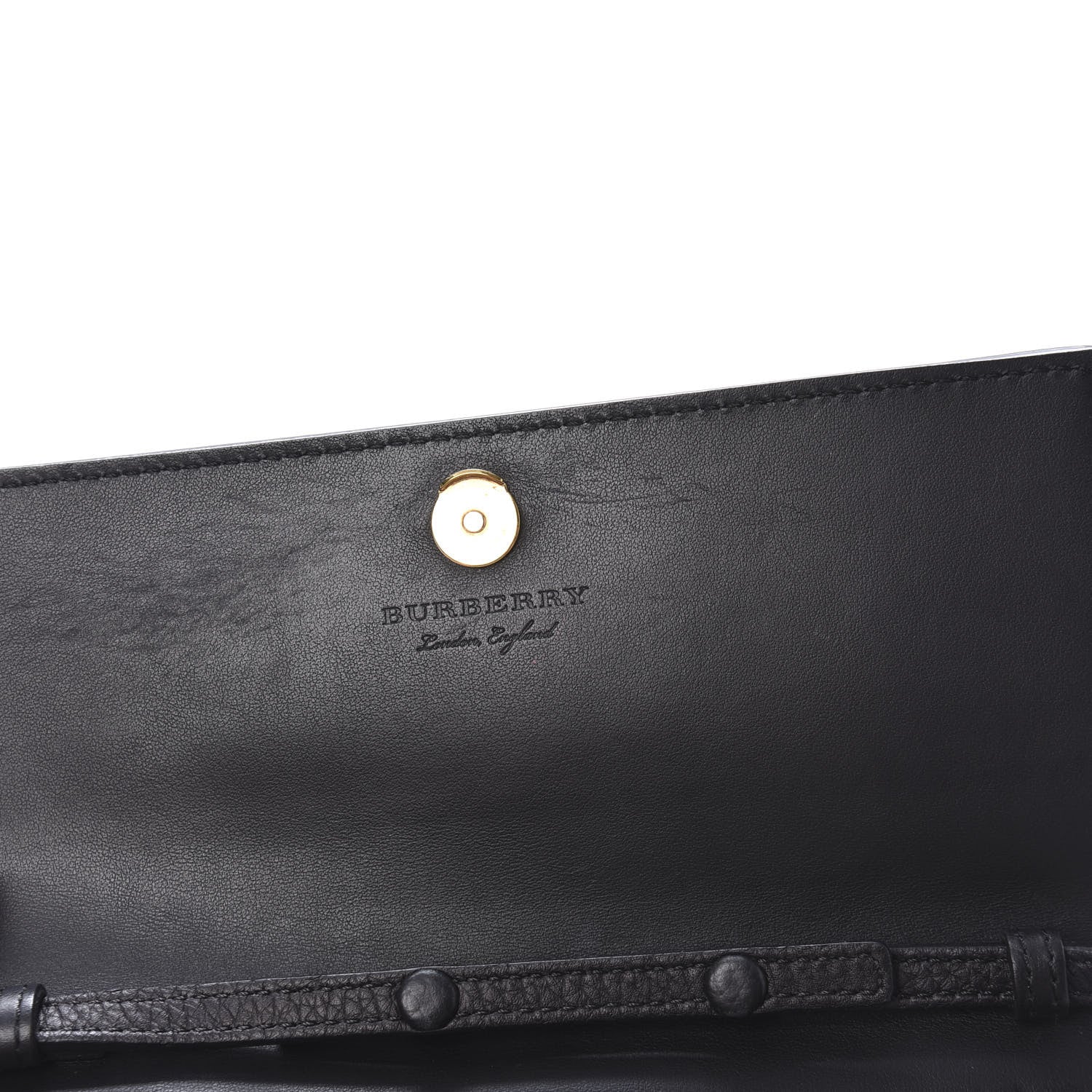 Burberry Calfskin Logo Embossed Chain Wallet Black 8 of 9