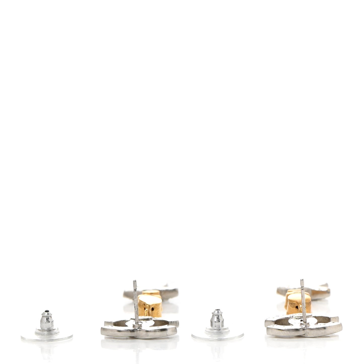 Crystal Star Drop CC Earrings Silver Gold