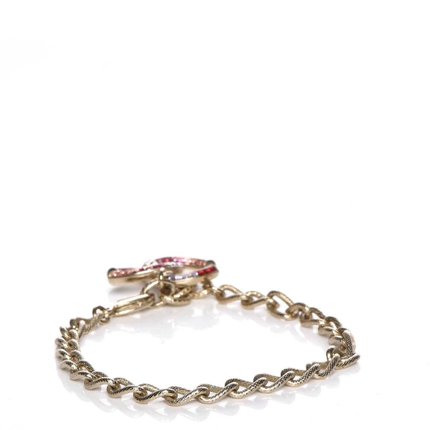 Baguette Crystal CC Bracelet Gold Fuchsia Purple