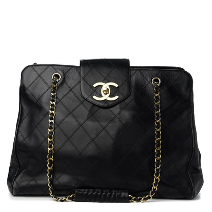 Chanel Calfskin Stitched XL Weekender Black 1 of 10