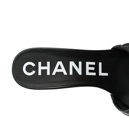 Chanel Lambskin Quilted Textured CC Mules 37.5 Black 7 of 9