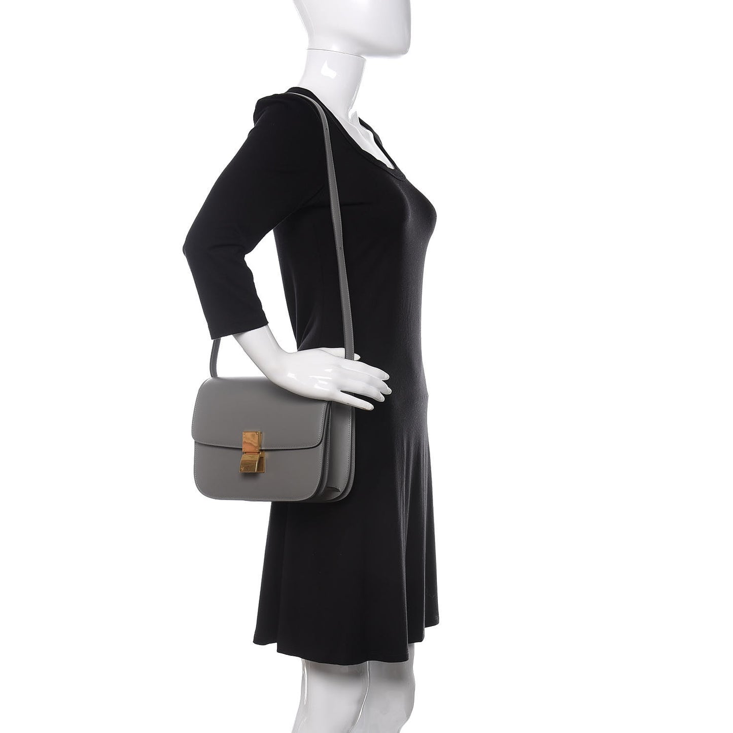 Box Calfskin Medium Classic Box Flap Bag Zinc