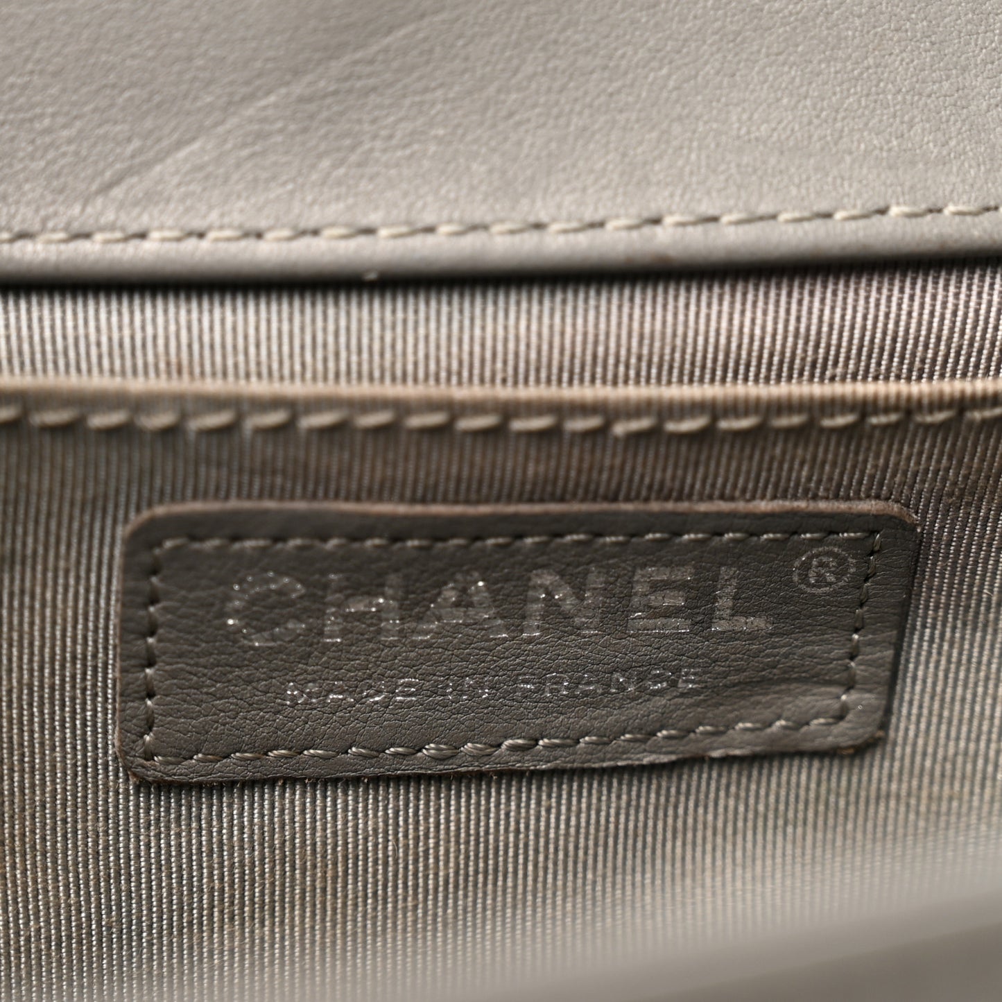Lambskin Chevron Quilted Medium Boy Flap Grey